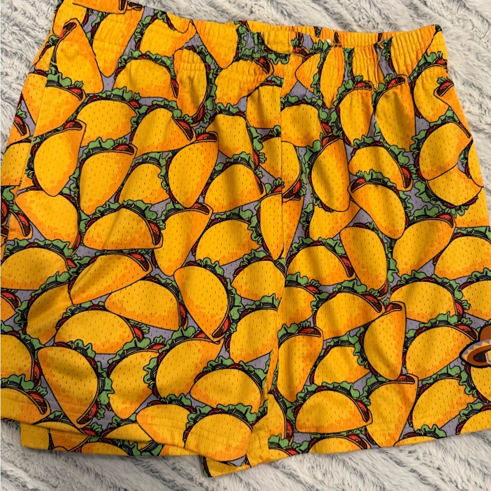 Baseball Lifestyle 101 Men’s Taco Print Casual Shorts - Yellow